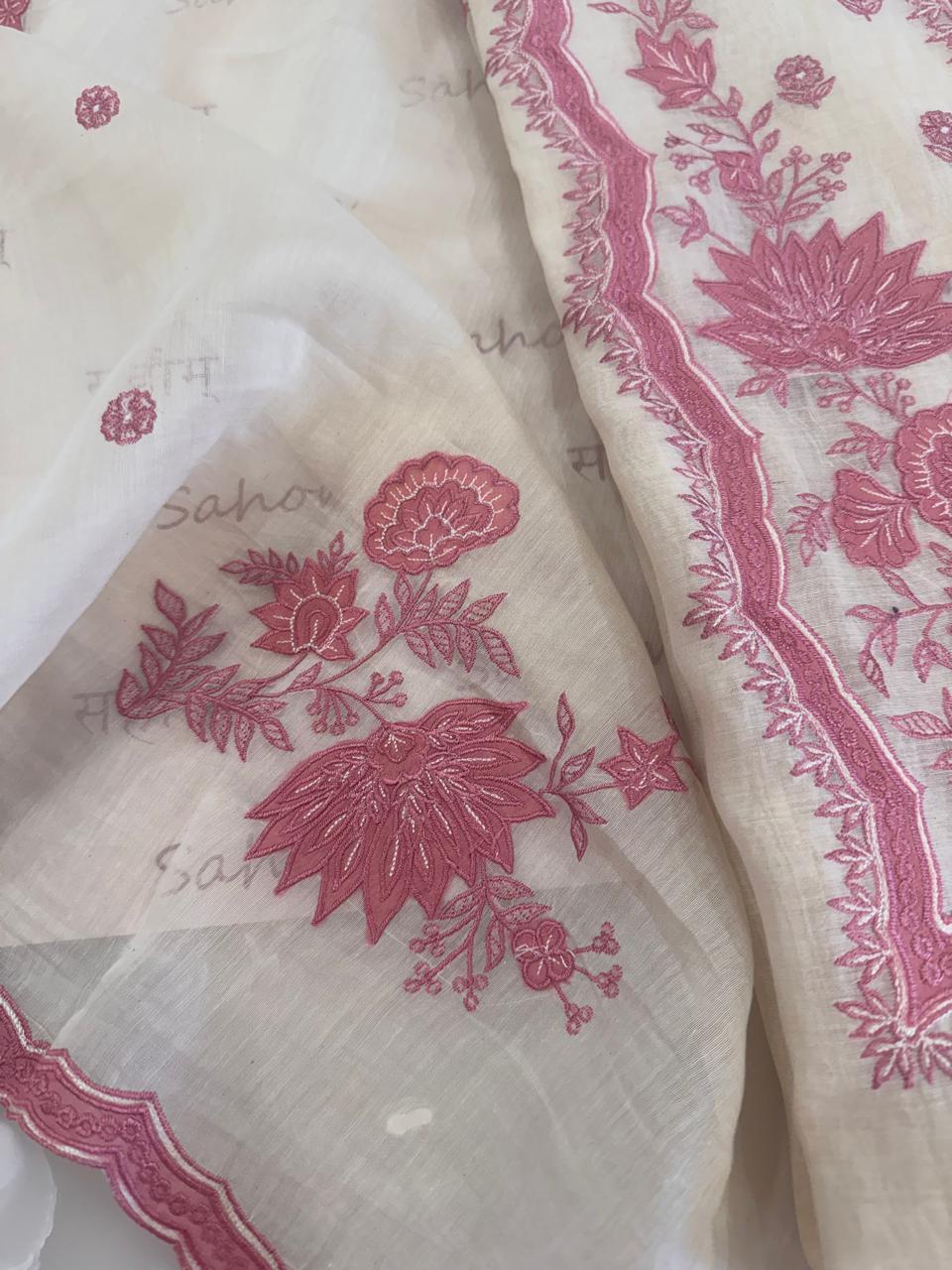 Pure Mul Chanderi Thread & Appliqué Work Suit Set