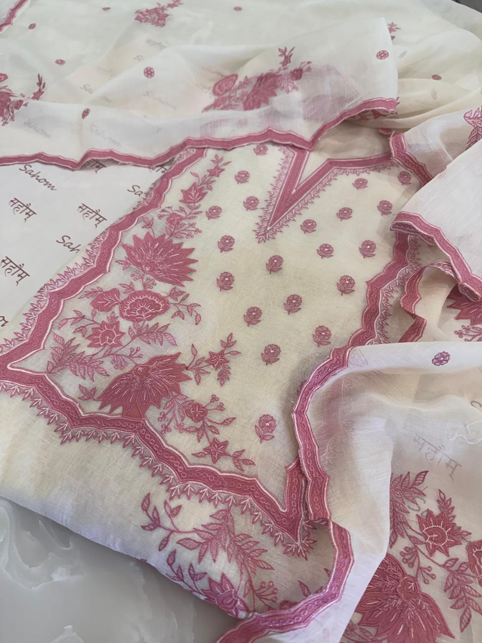 Pure Mul Chanderi Thread & Appliqué Work Suit Set