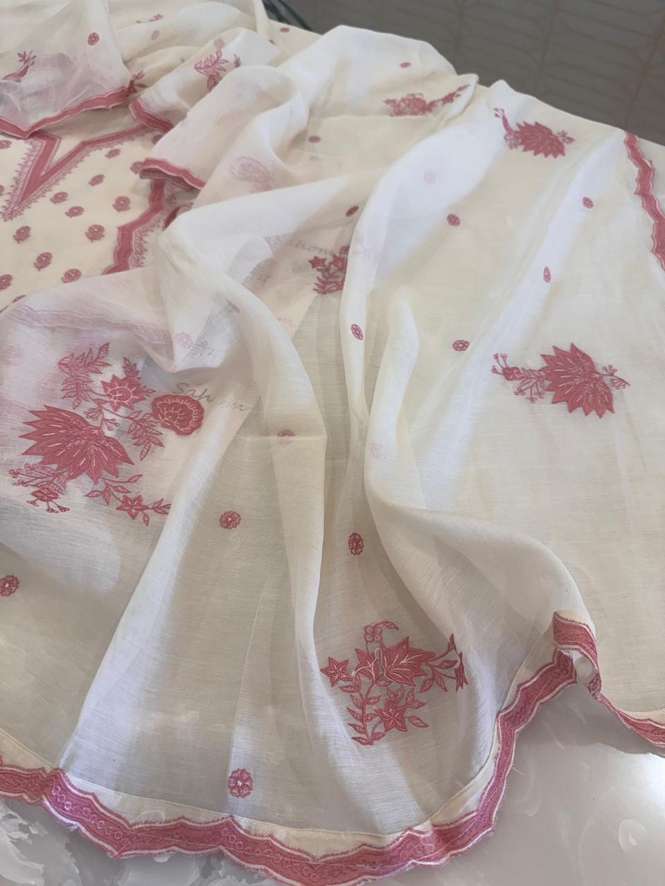 Pure Mul Chanderi Thread & Appliqué Work Suit Set