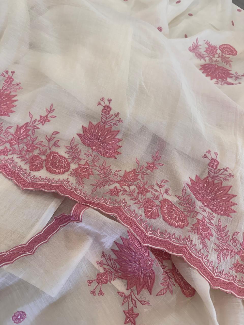 Pure Mul Chanderi Thread & Appliqué Work Suit Set