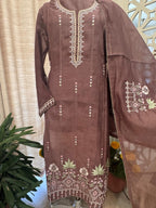 Pure Mul Chanderi Thread & Mirror Work Suit Set