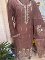 Pure Mul Chanderi Thread & Mirror Work Suit Set
