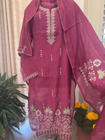 Pure Mul Chanderi Thread & Mirror Work Suit Set
