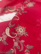 Pure Mul Chanderi Multicolor Embroidered Semi-Stitched Kurta Dupatta Set