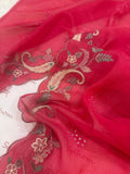 Pure Mul Chanderi Multicolor Embroidered Semi-Stitched Kurta Dupatta Set