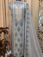 Pure Mul Chanderi Printed & Embroidered Kurta Dupatta Set
