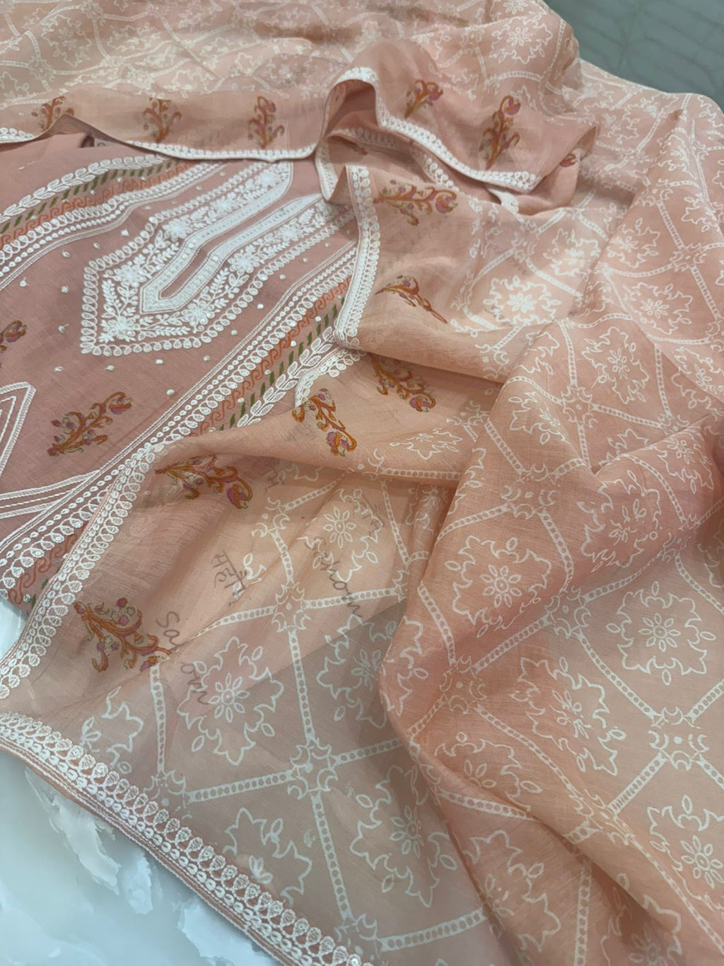 Pure Mul Chanderi Printed & Embroidered Kurta Dupatta Set