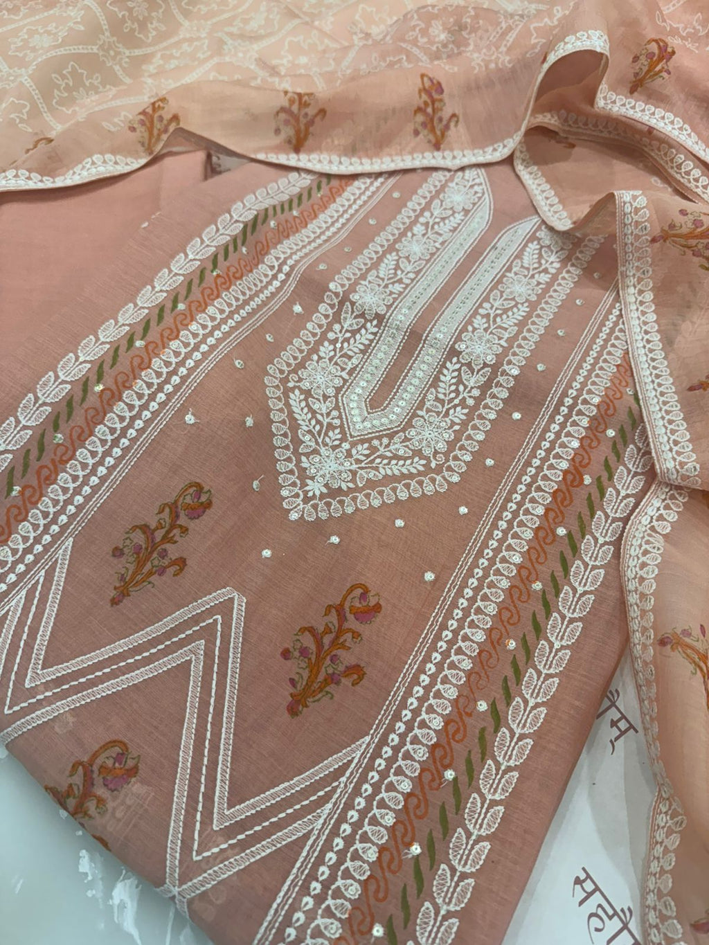 Pure Mul Chanderi Printed & Embroidered Kurta Dupatta Set