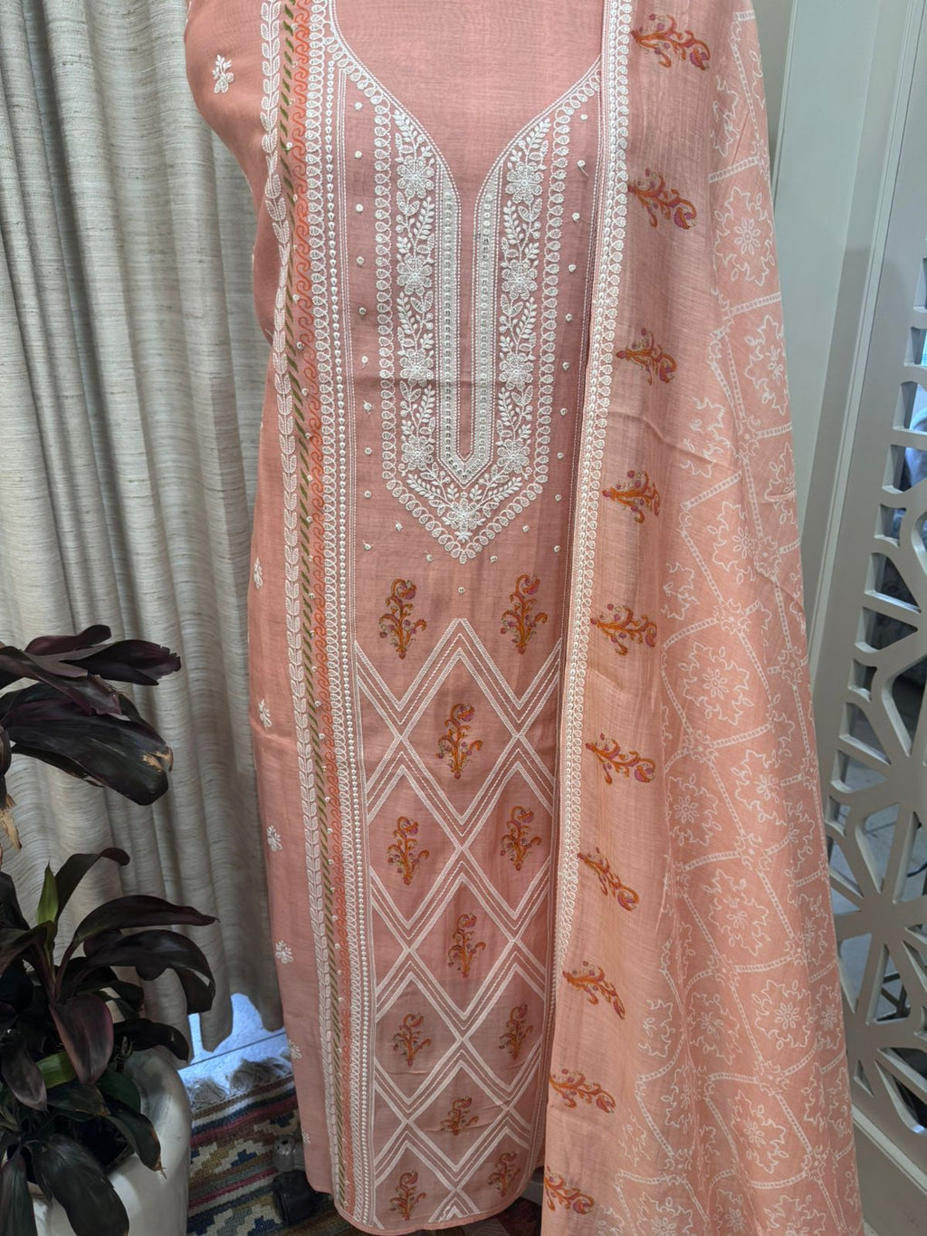 Pure Mul Chanderi Printed & Embroidered Kurta Dupatta Set