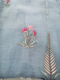 Mul chanderi semi-stitched kurta & dupatta set