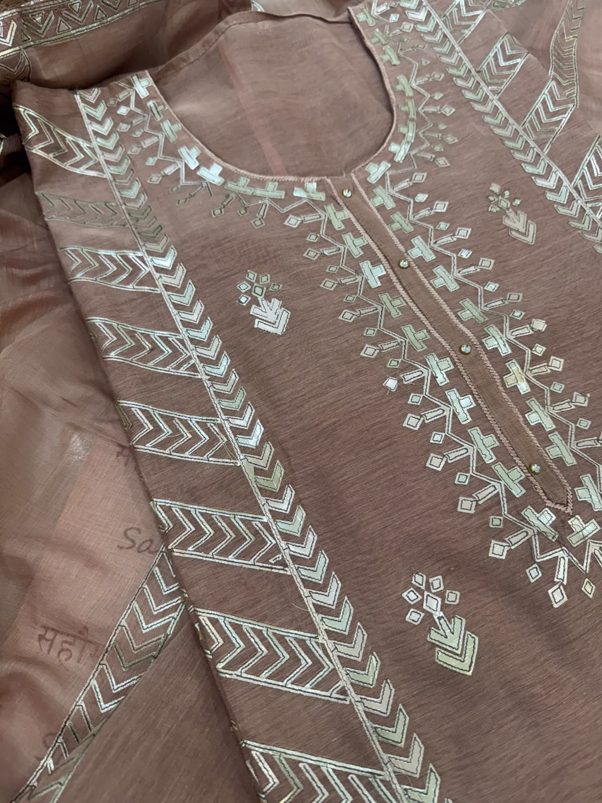 Pure Mul Chanderi Laser Appliqué Cut Work Kurta Set with Dupatta & Plain Lower