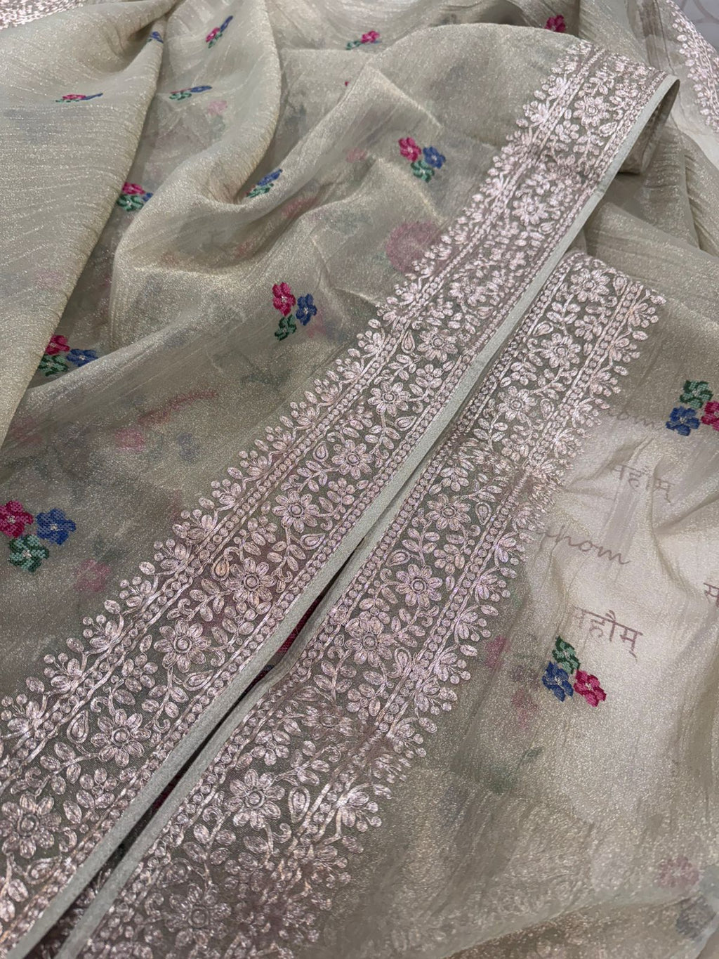 Pure Crushed Tissue Kurta with Dupatta and Lower