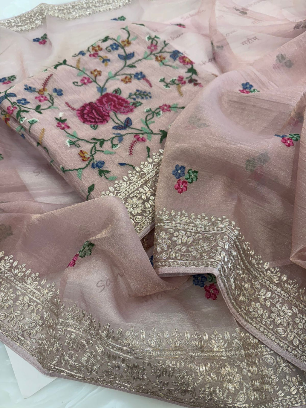 Pure Crushed Tissue Kurta with Dupatta and Lower