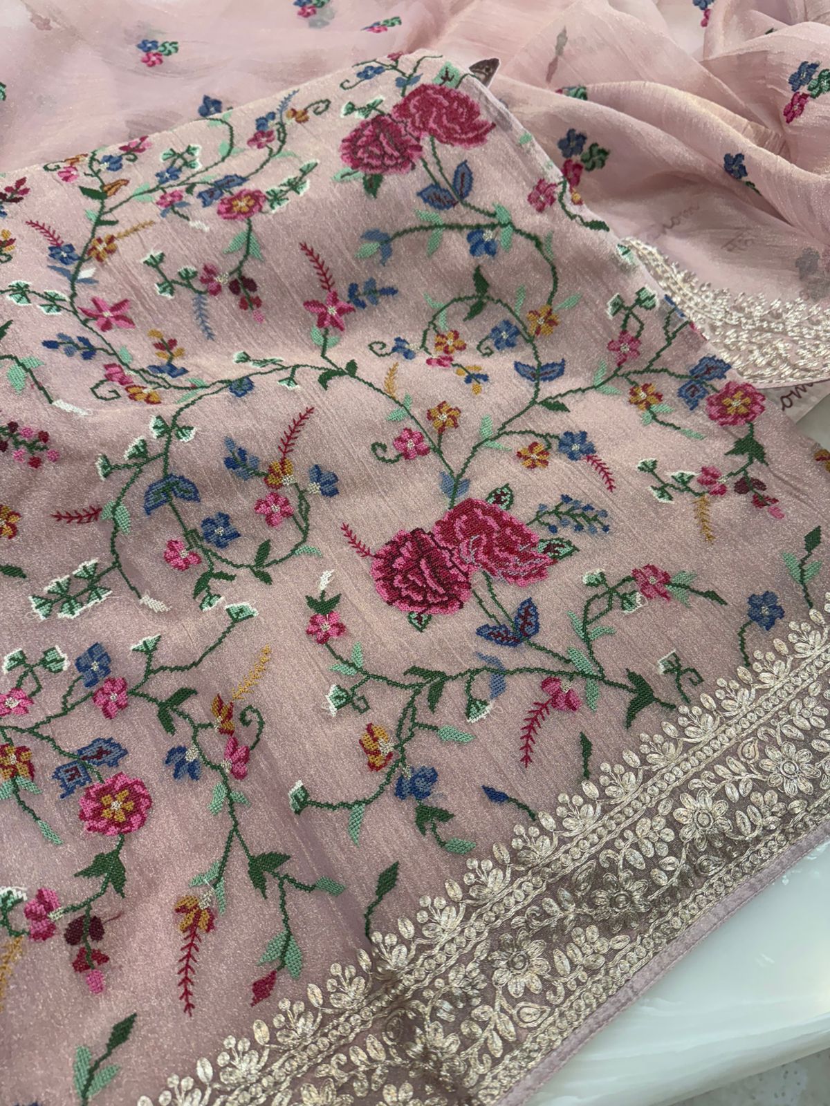 Pure Crushed Tissue Kurta with Dupatta and Lower
