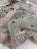 Pure Crushed Tissue Kurta with Dupatta and Lower