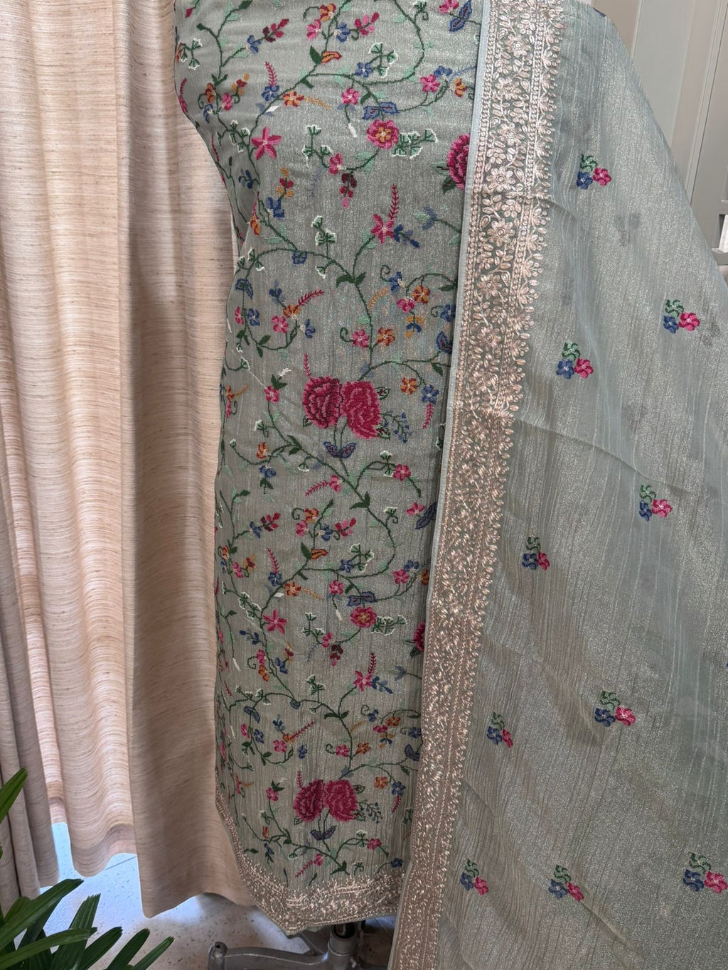Pure Crushed Tissue Kurta with Dupatta and Lower