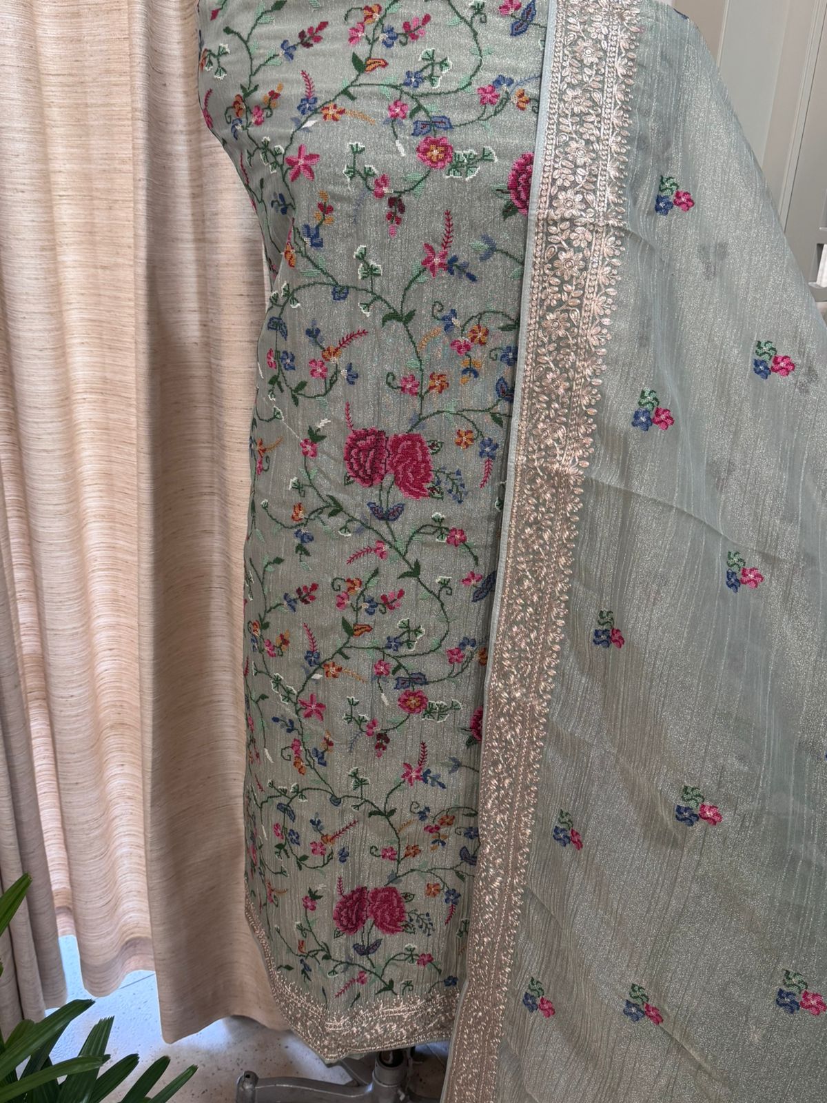 Pure Crushed Tissue Kurta with Dupatta and Lower