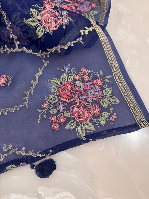 Elegant Parsi Embroidered Organza Suit Set
