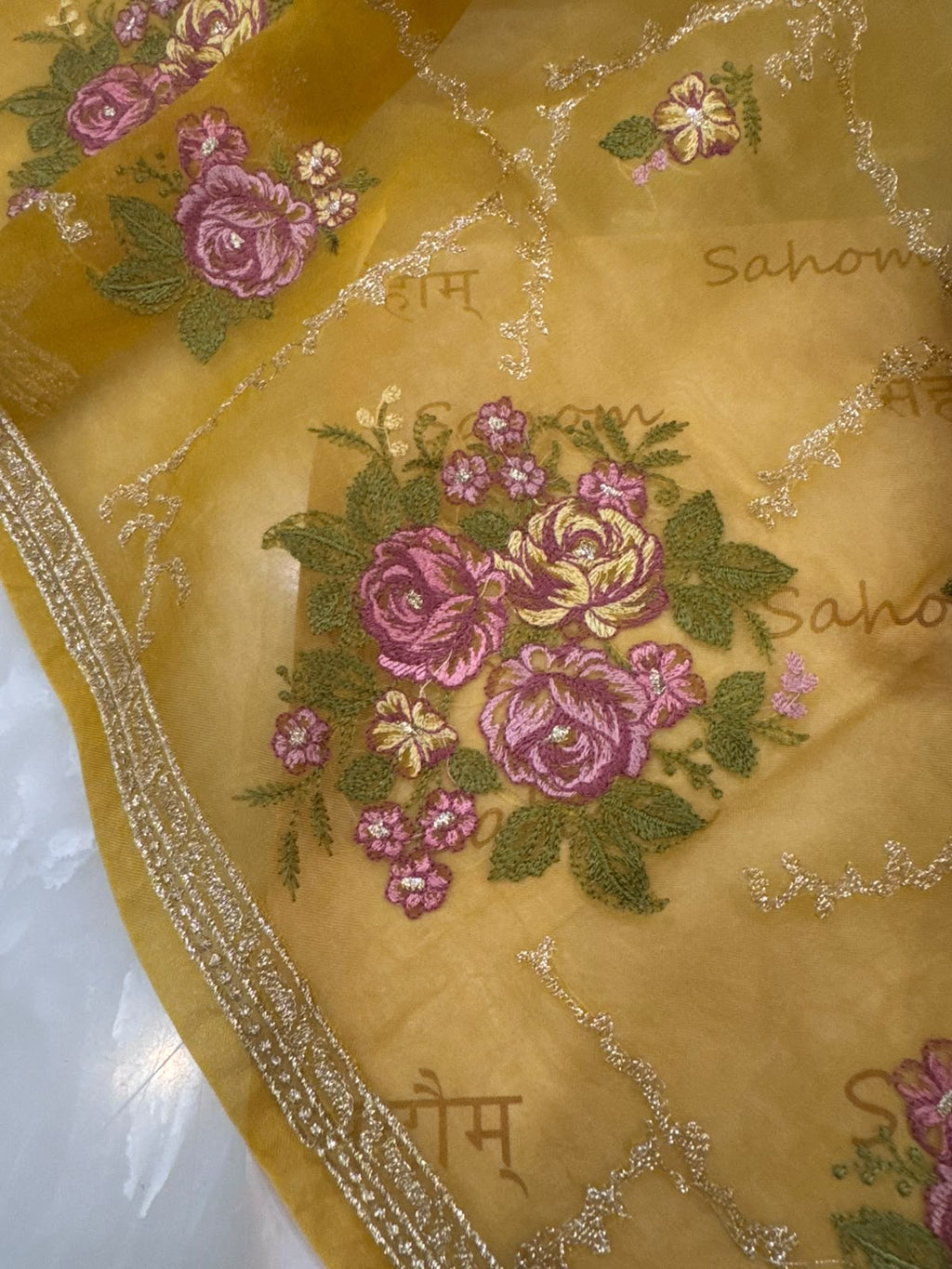 Elegant Parsi Embroidered Organza Suit Set