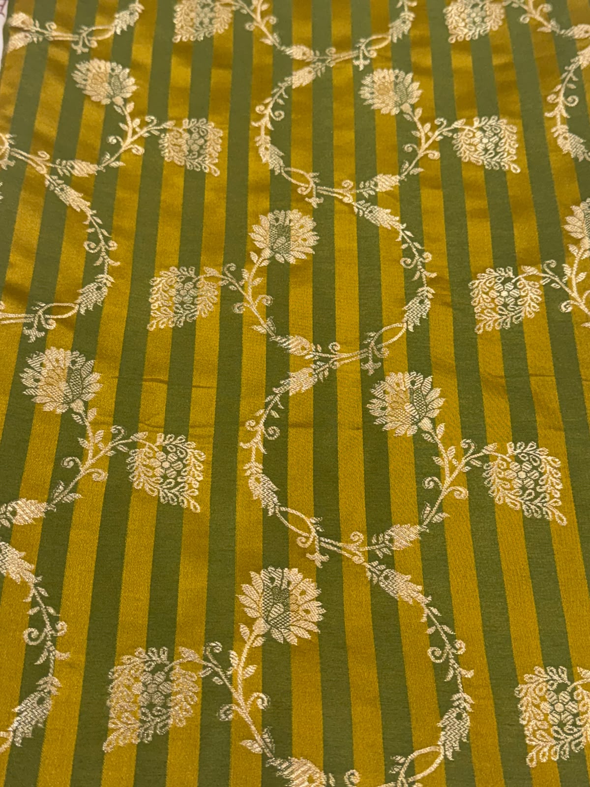Satin Silk Self-Striped Banarsi Jaal/Butti Kurta & Lower Set