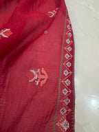 Pure Mul Chanderi Cross Stitch Embroidered Suit Set – Red