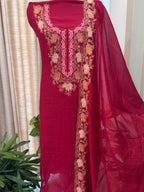 Pure Mul Chanderi Kashmiri Work Embroidered Suit Set