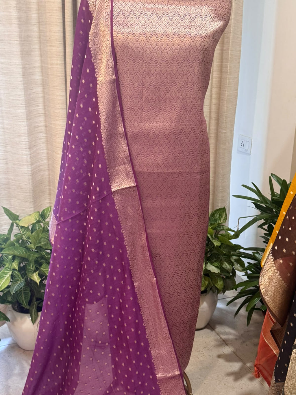 Pure Mul Chanderi Banarsi Woven Suit Set – Festive Collection