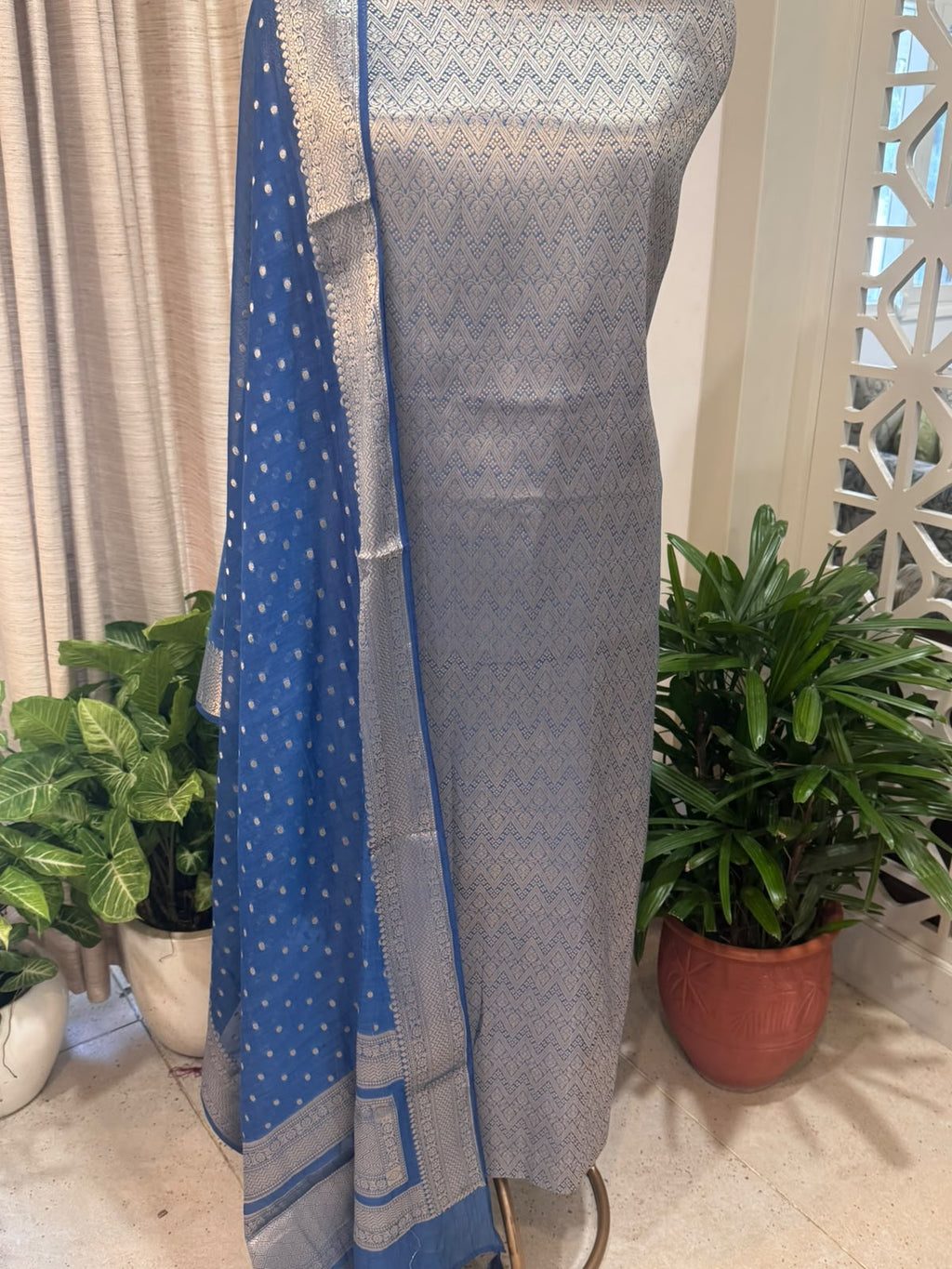 Pure Mul Chanderi Banarsi Woven Suit Set – Festive Collection