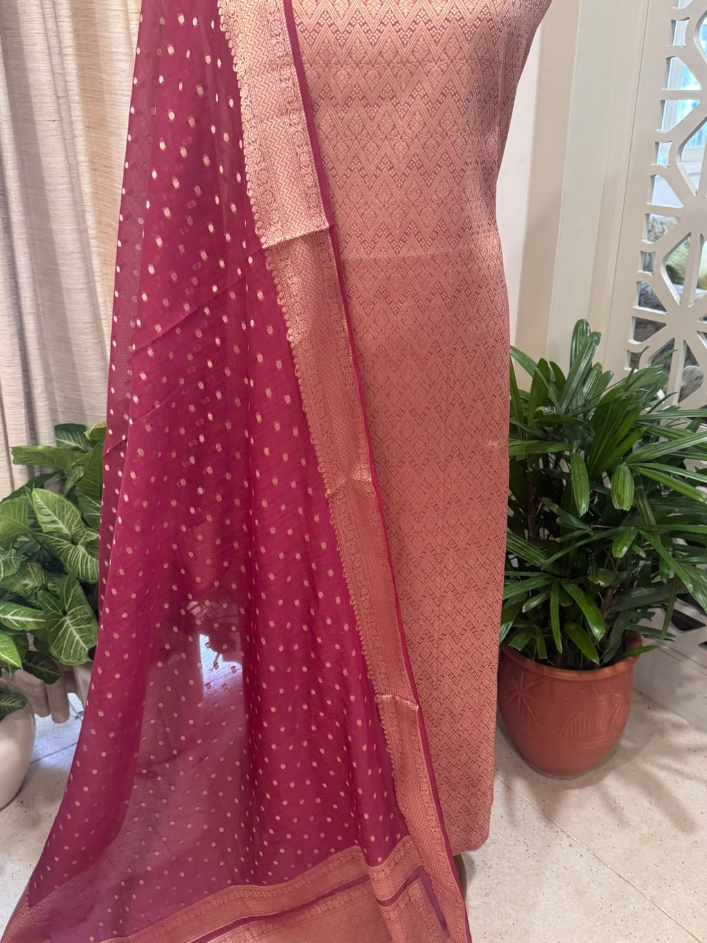 Pure Mul Chanderi Banarsi Woven Suit Set – Festive Collection