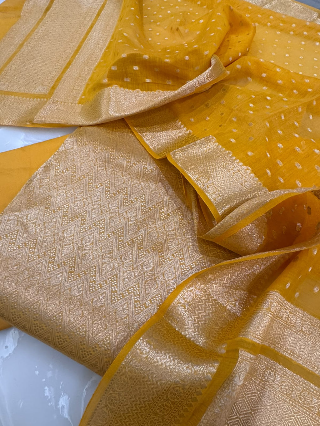 Pure Mul Chanderi Banarsi Woven Suit Set – Festive Collection