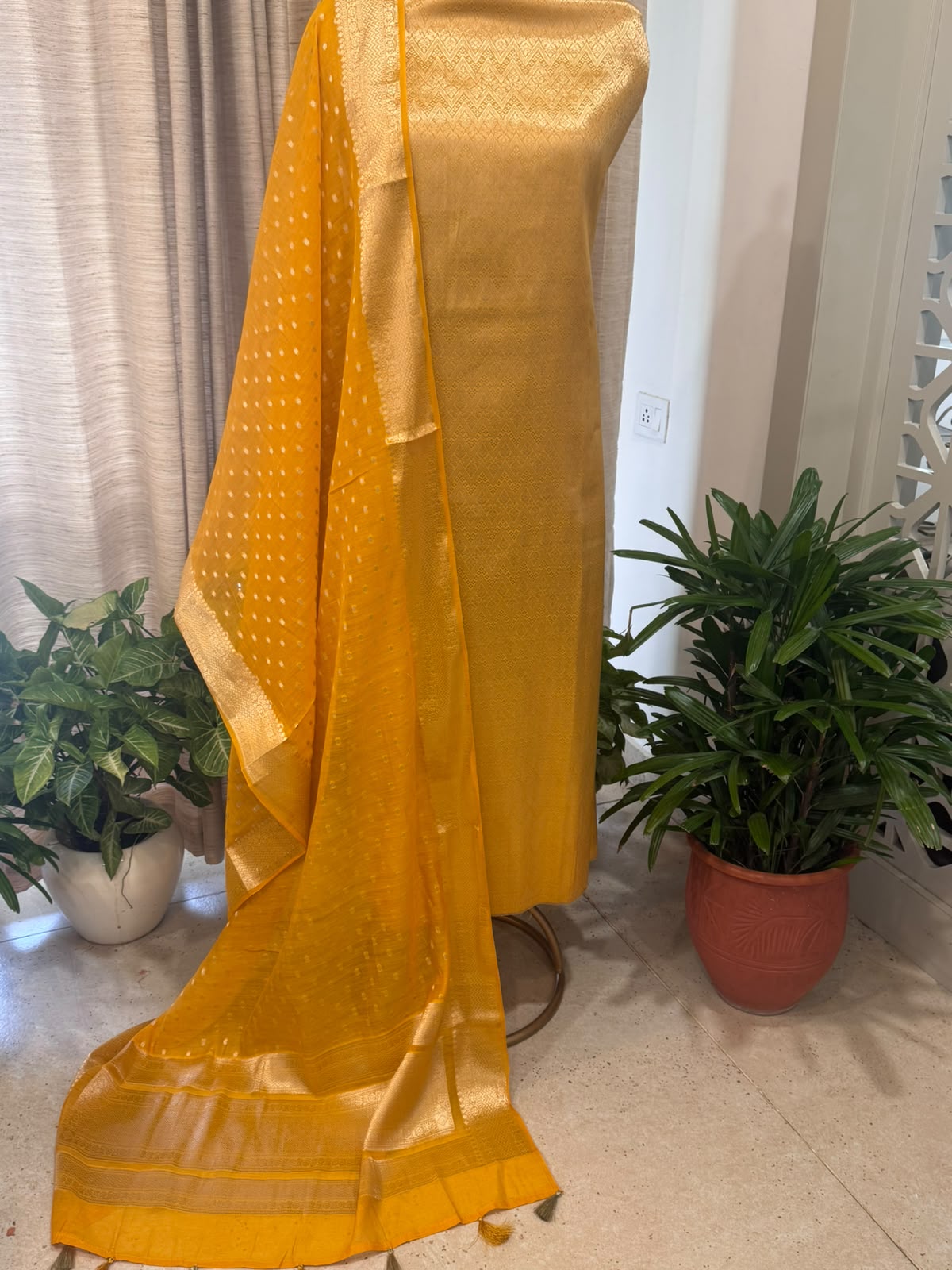 Pure Mul Chanderi Banarsi Woven Suit Set – Festive Collection