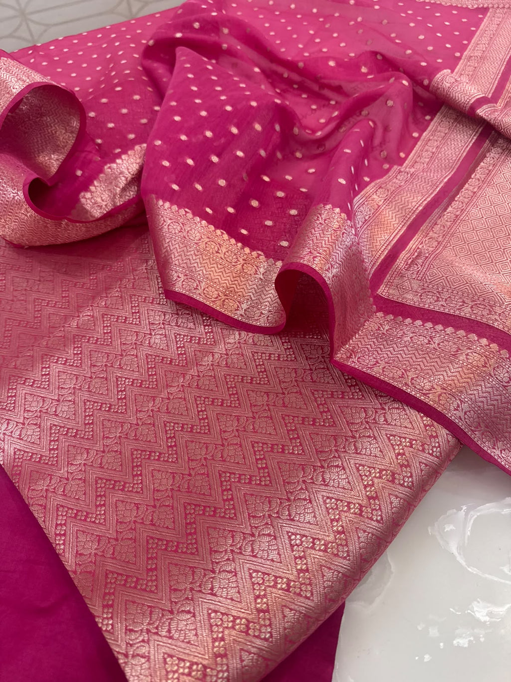 Pure Mul Chanderi Banarsi Woven Suit Set – Festive Collection