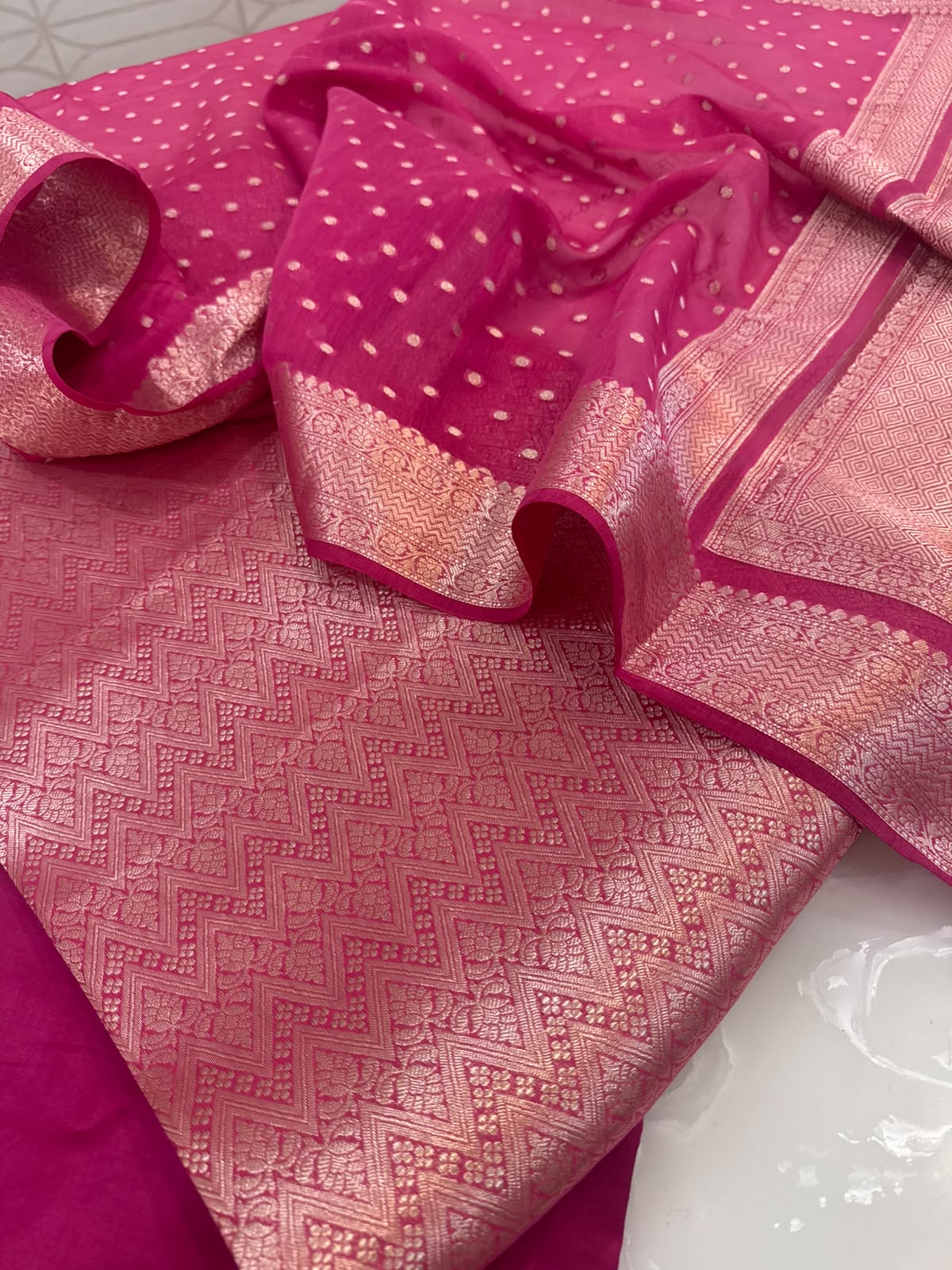 Pure Mul Chanderi Banarsi Woven Suit Set – Festive Collection