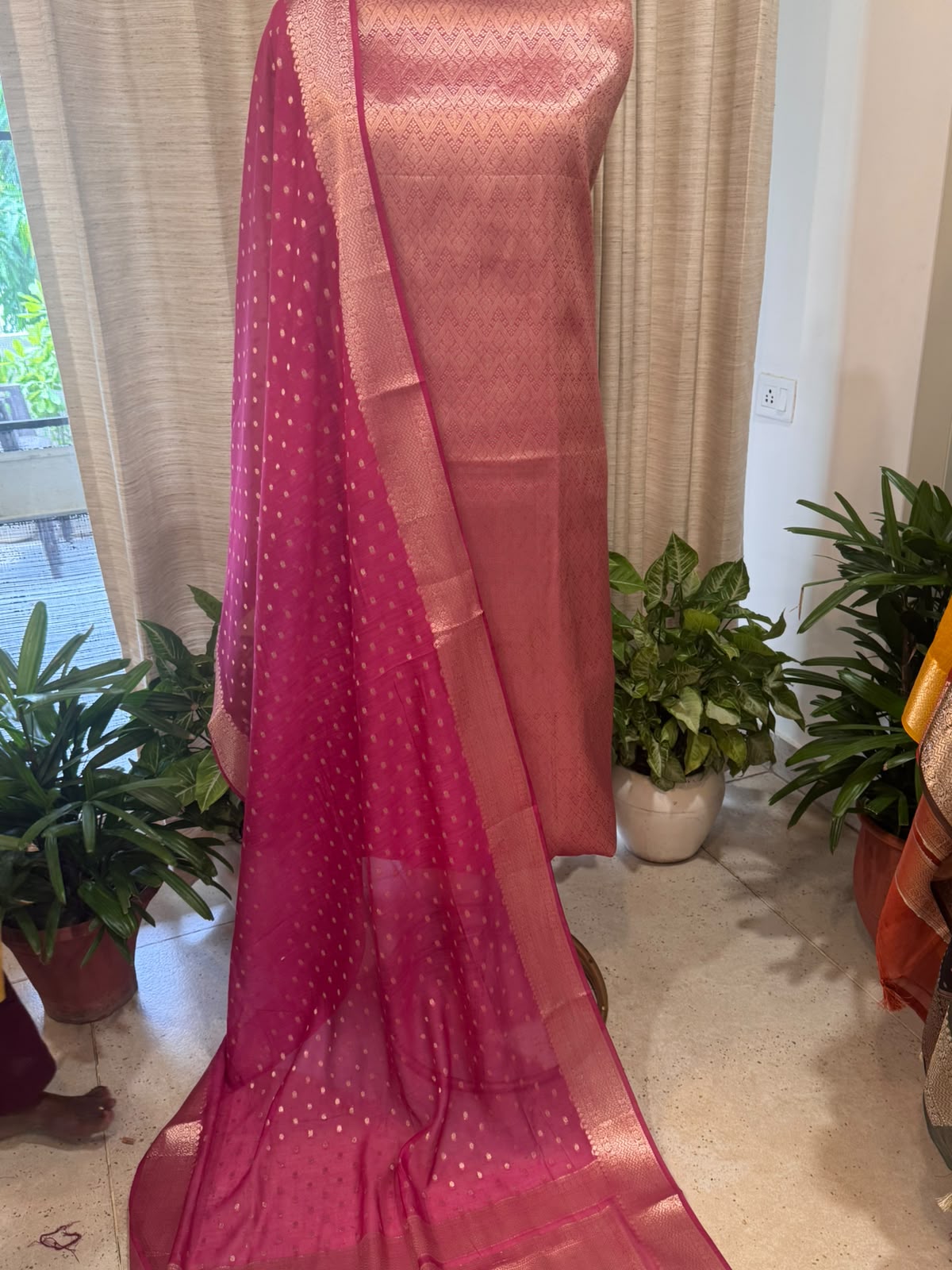 Pure Mul Chanderi Banarsi Woven Suit Set – Festive Collection