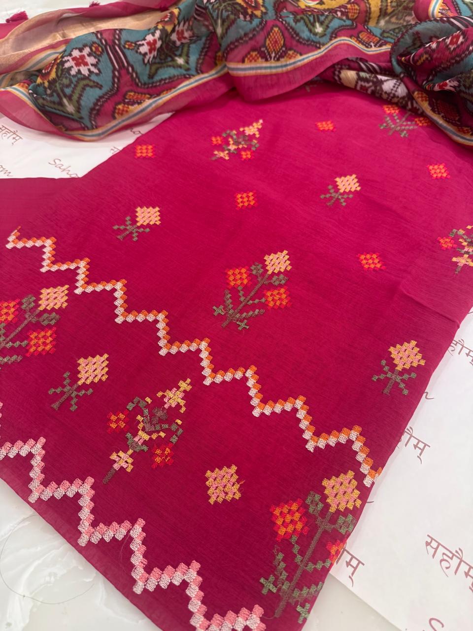 Pure Mulchanderi Banjara Embroidery Kurta Set