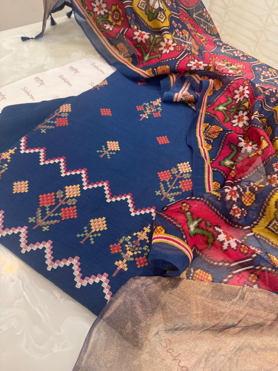 Pure Mulchanderi Banjara Embroidery Kurta Set