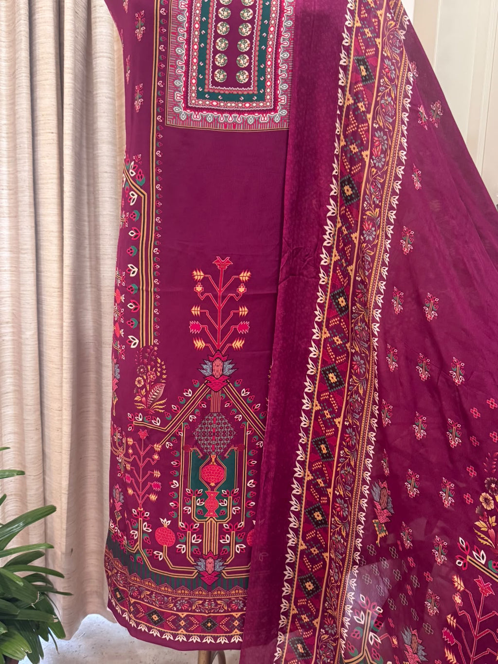 Digital Printed Crepe Kurta Set with Georgette Dupatta