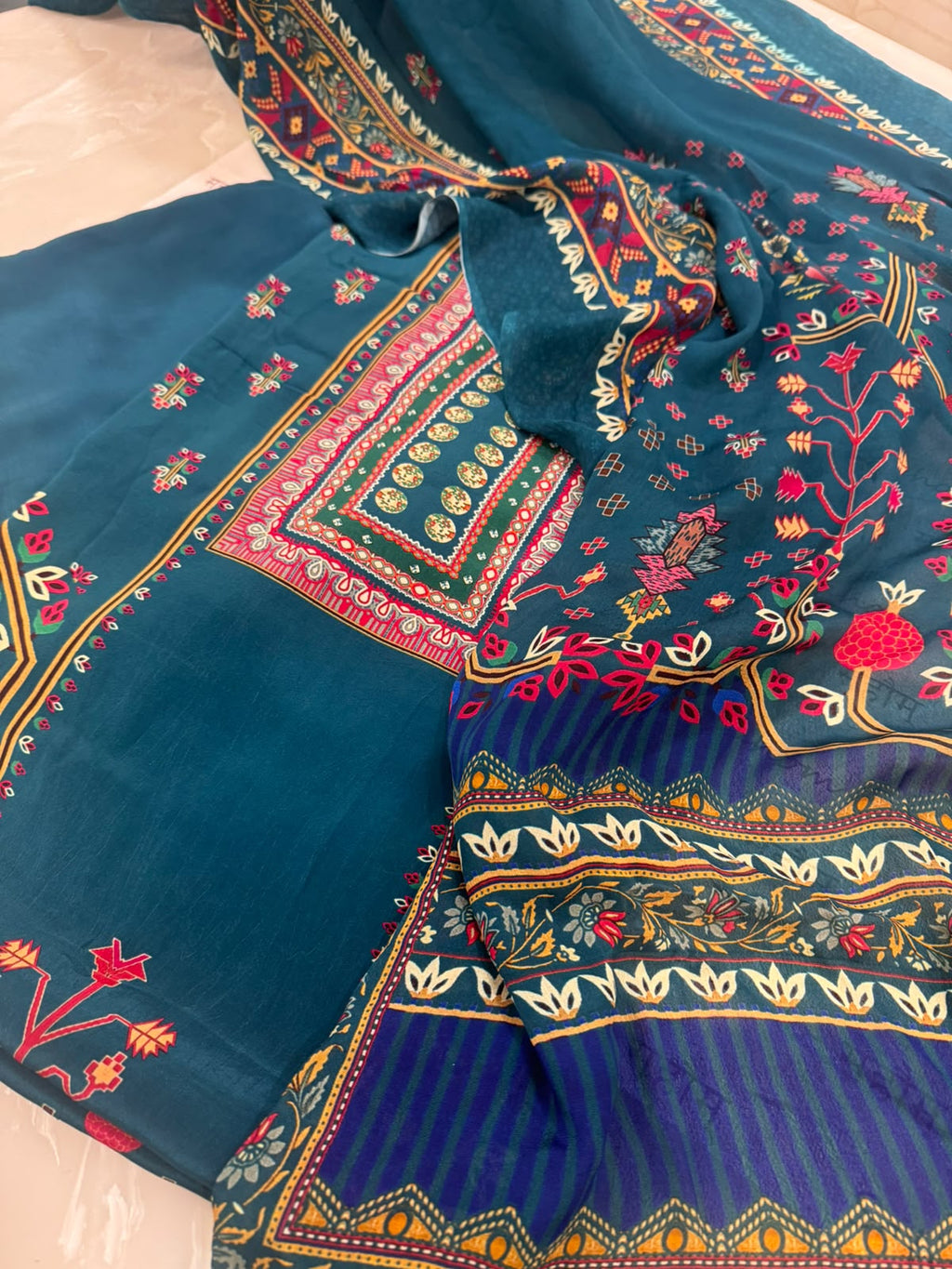 Digital Printed Crepe Kurta Set with Georgette Dupatta
