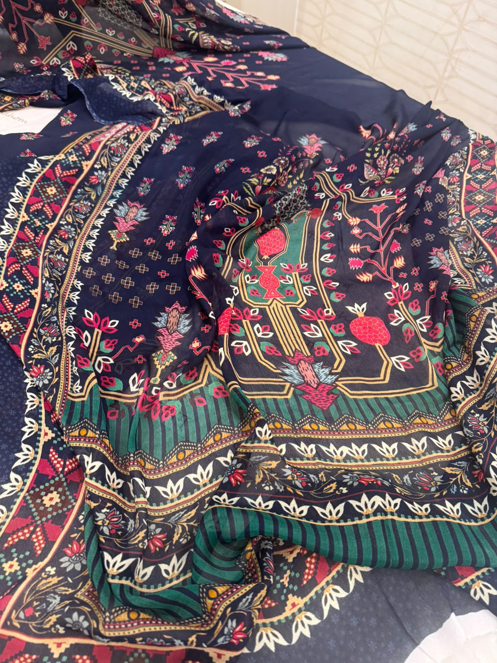Digital Printed Crepe Kurta Set with Georgette Dupatta