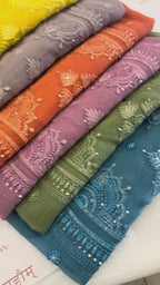 Pure Mul Chanderi Self Embroidered Kurta Dupatta Set