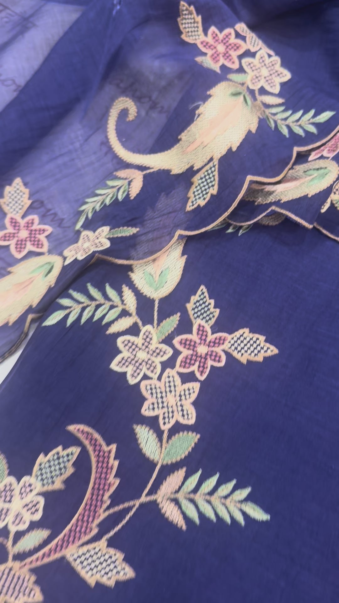 Pure Mul Chanderi Multicolour Embroidered Semi-Stitched Kurta Dupatta Set