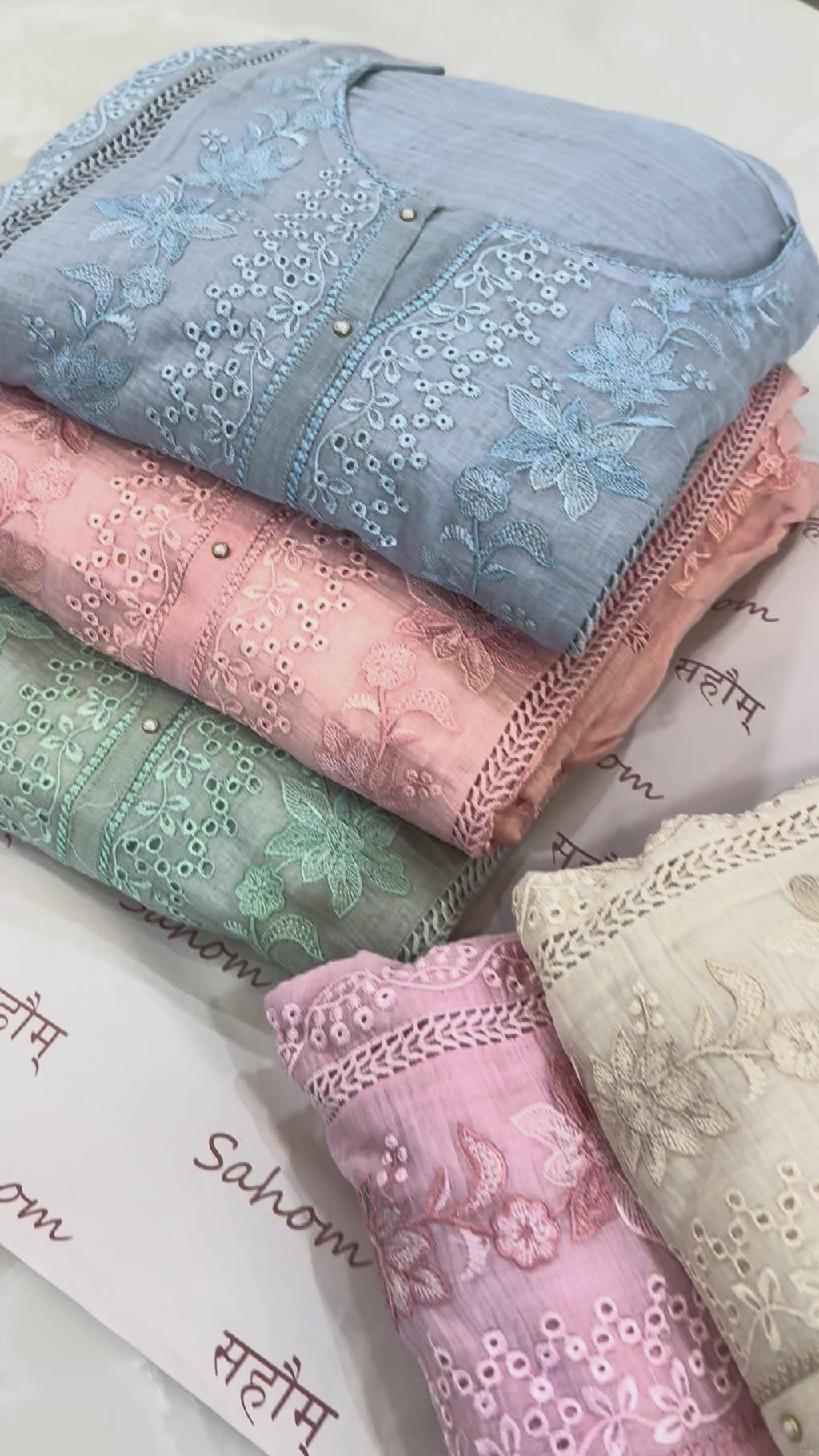 Pure Mul Chanderi Embroidered Kurta Set with Mul Chanderi Dupatta