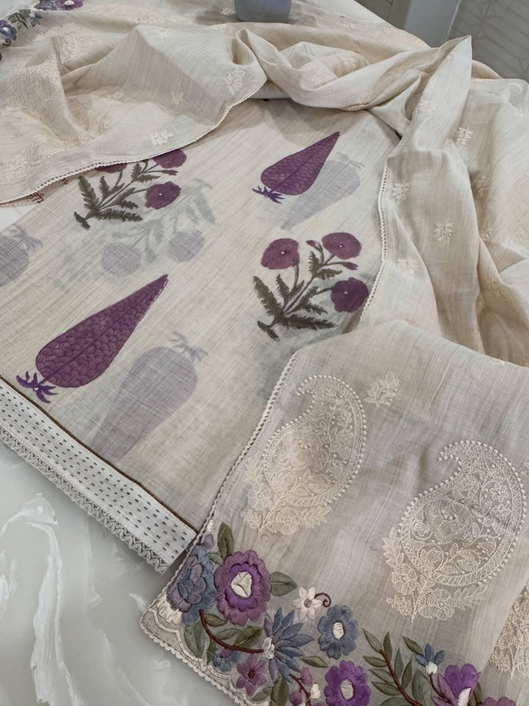 Budget-Friendly Chanderi Block Print Suit Set