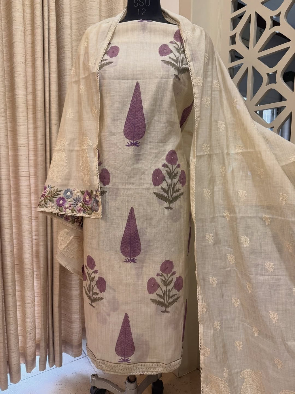 Budget-Friendly Chanderi Block Print Suit Set
