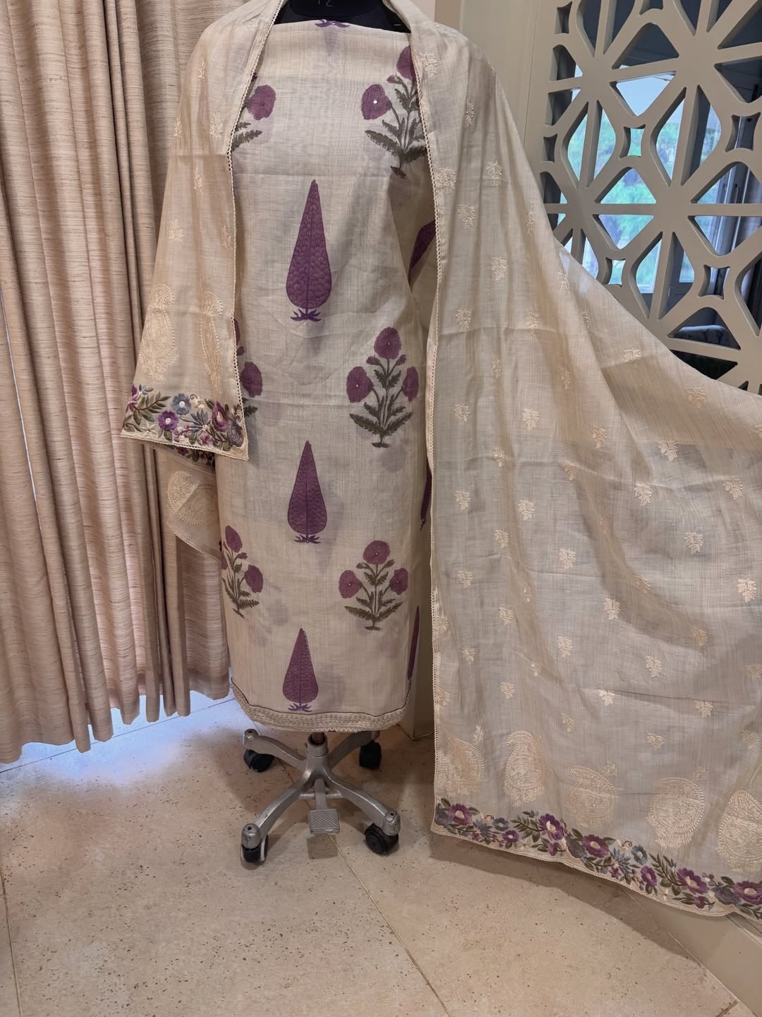 Budget-Friendly Chanderi Block Print Suit Set