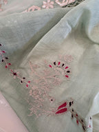 Pure Mul Cotton Chanderi Appliqué & Zari Work Suit Set