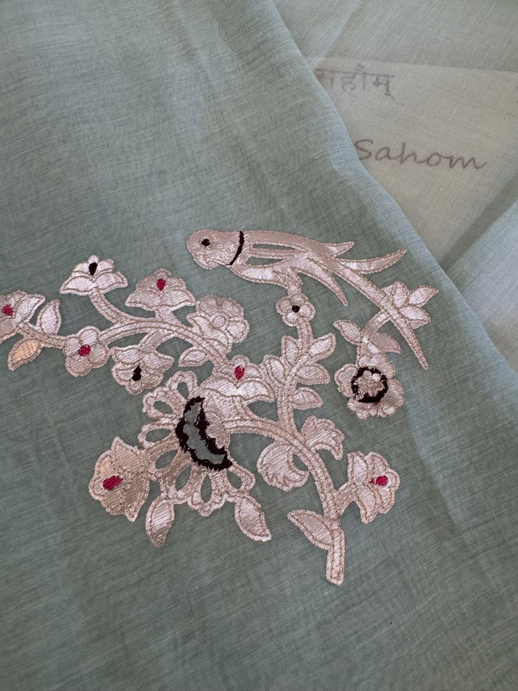Pure Mul Cotton Chanderi Appliqué & Zari Work Suit Set