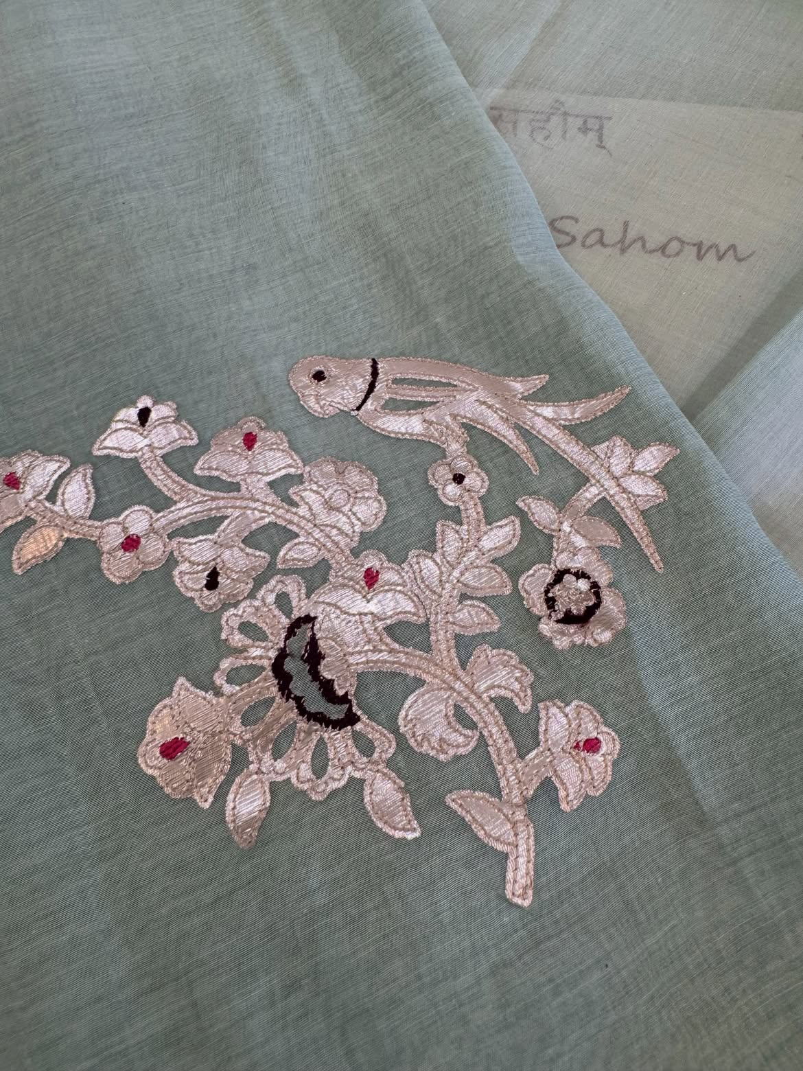 Pure Mul Cotton Chanderi Appliqué & Zari Work Suit Set