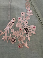 Pure Mul Cotton Chanderi Appliqué & Zari Work Suit Set