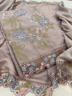 Pure Mul Chanderi Thread & Lace Embroidered Suit Set
